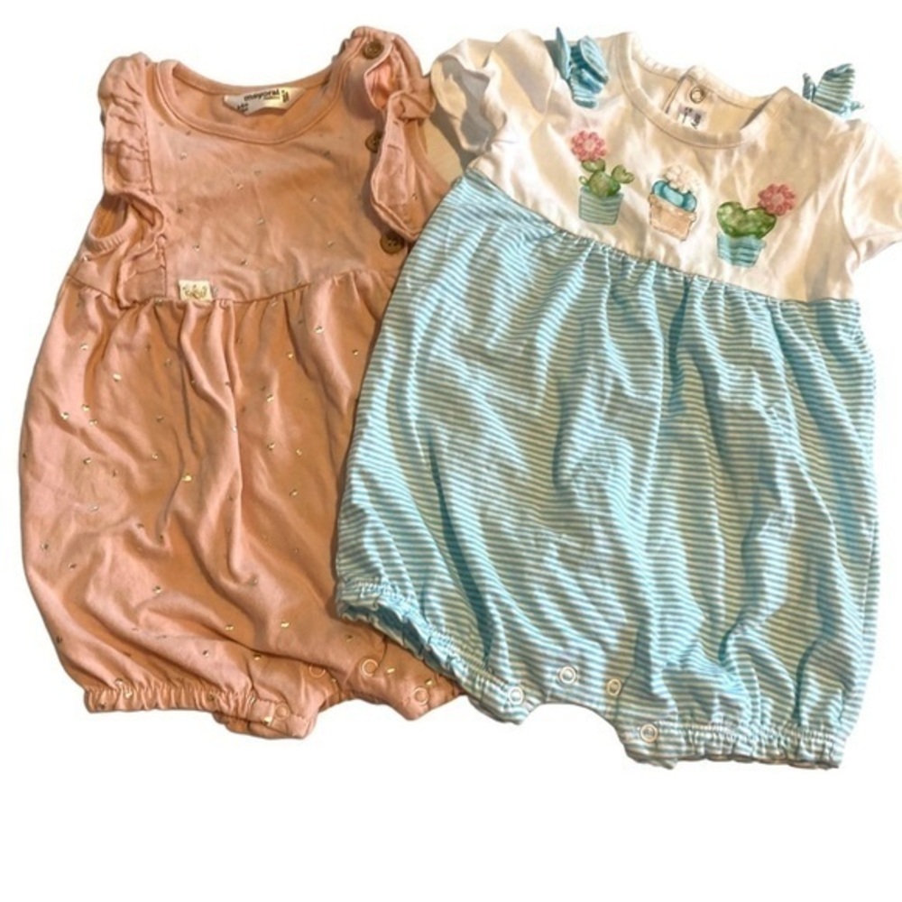 Mayoral newborn 4-6M set romper one piece cactus print & hearts outfit‎ boutique